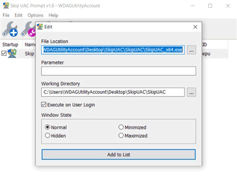 Sordum Skip UAC Prompt